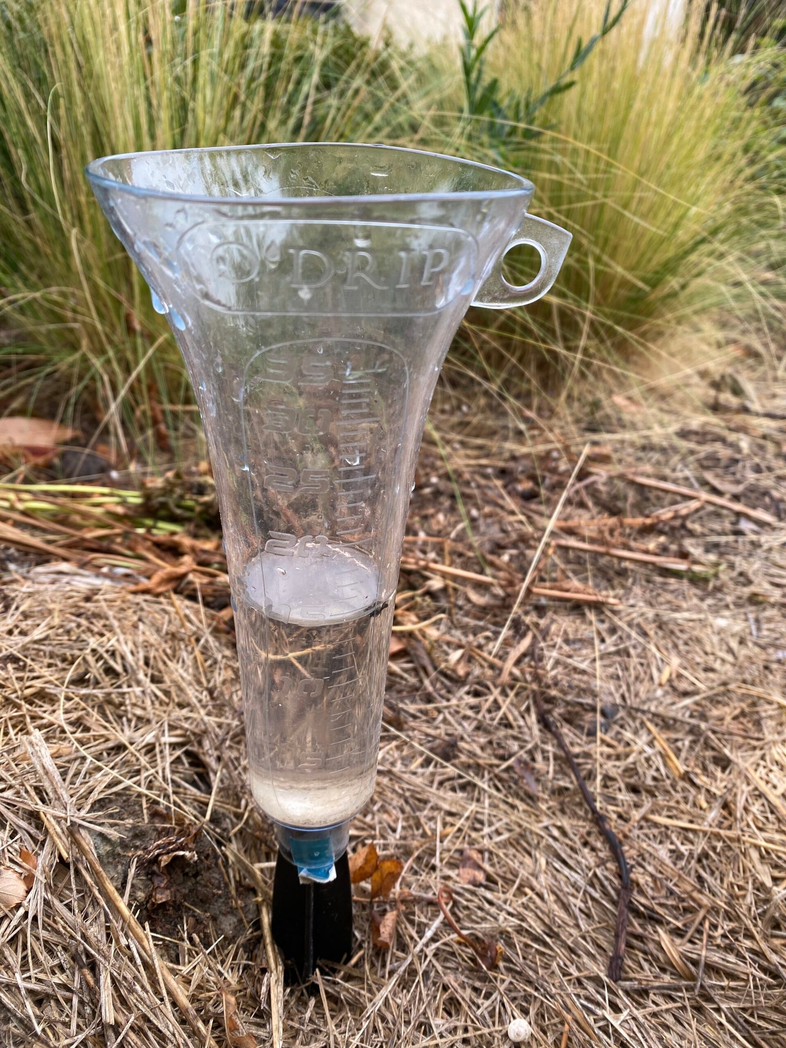 Rain meter in a mediterranean garden in Languedoc South of France